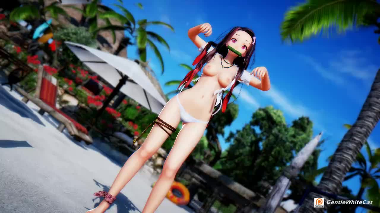 MMD-R18】禰豆子海灘舞|| Nezuko beach dance【Hold Dance】 | Iwara