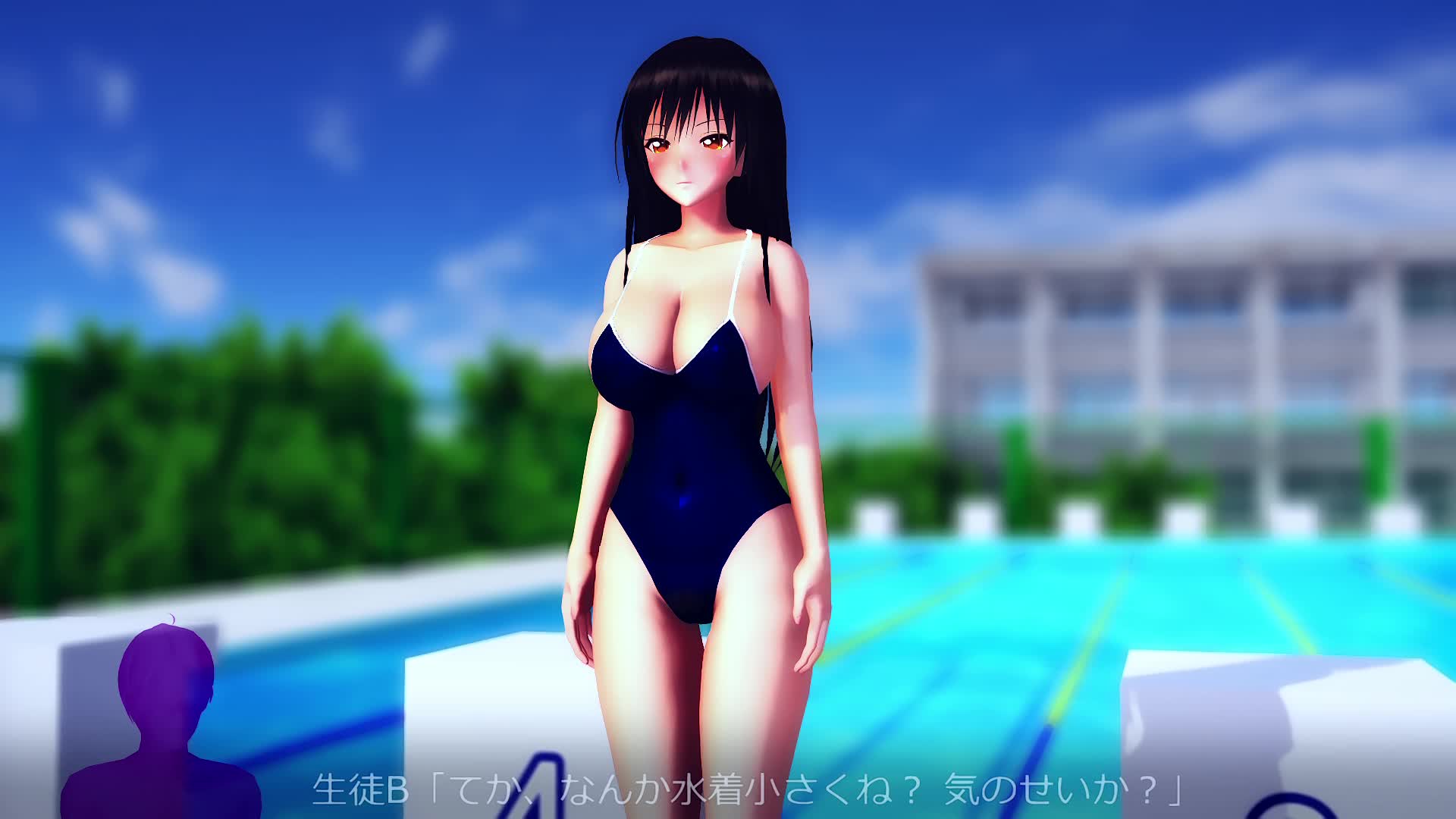 MMD】古手川唯のスク水ハレンチ体操 | Iwara